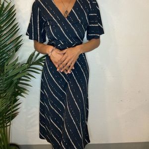 H&M - Blue/Cream Midi Dress